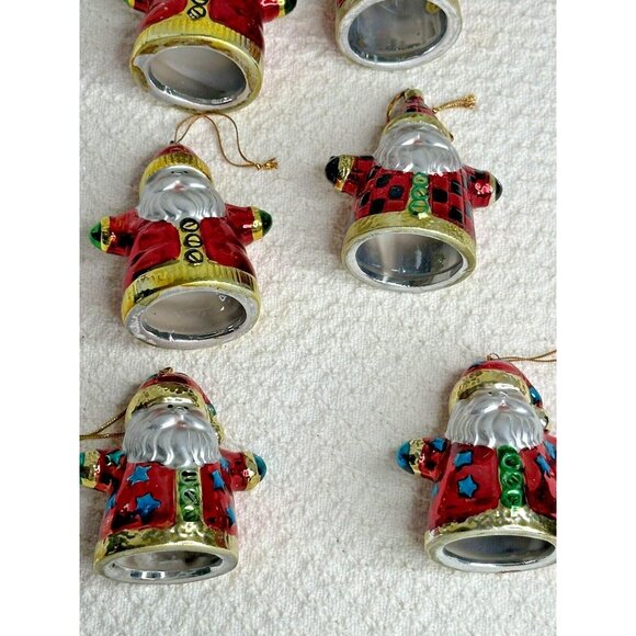 Christmas Tree Santa Claus Ornaments with Hangers 8 ea Small 3" Holiday Jolly - Picture 8 of 12